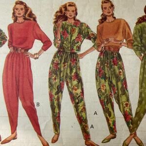 Vtg Butterick 5179 Jacket Top Pants Pattern 6-10 Miss Barrel Cropped Boxy 80s